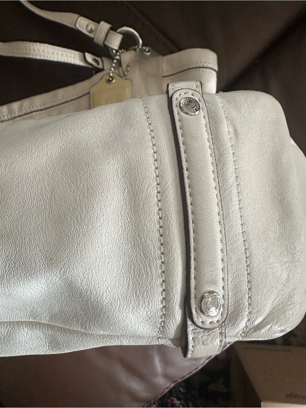 Coach vintage Ivory Perforated Logo Leather Shoulder Bag - Picture 11 of 14